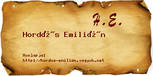 Hordós Emilián névjegykártya